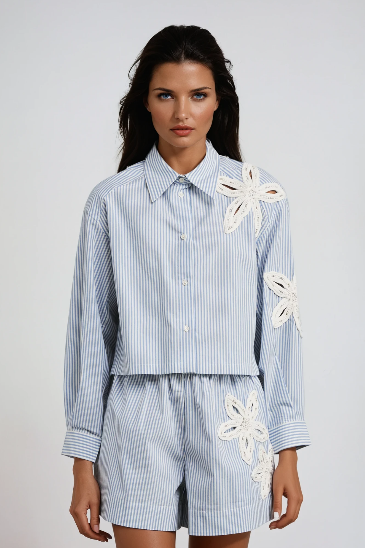 Caron Stripe Flower Cutout Pants