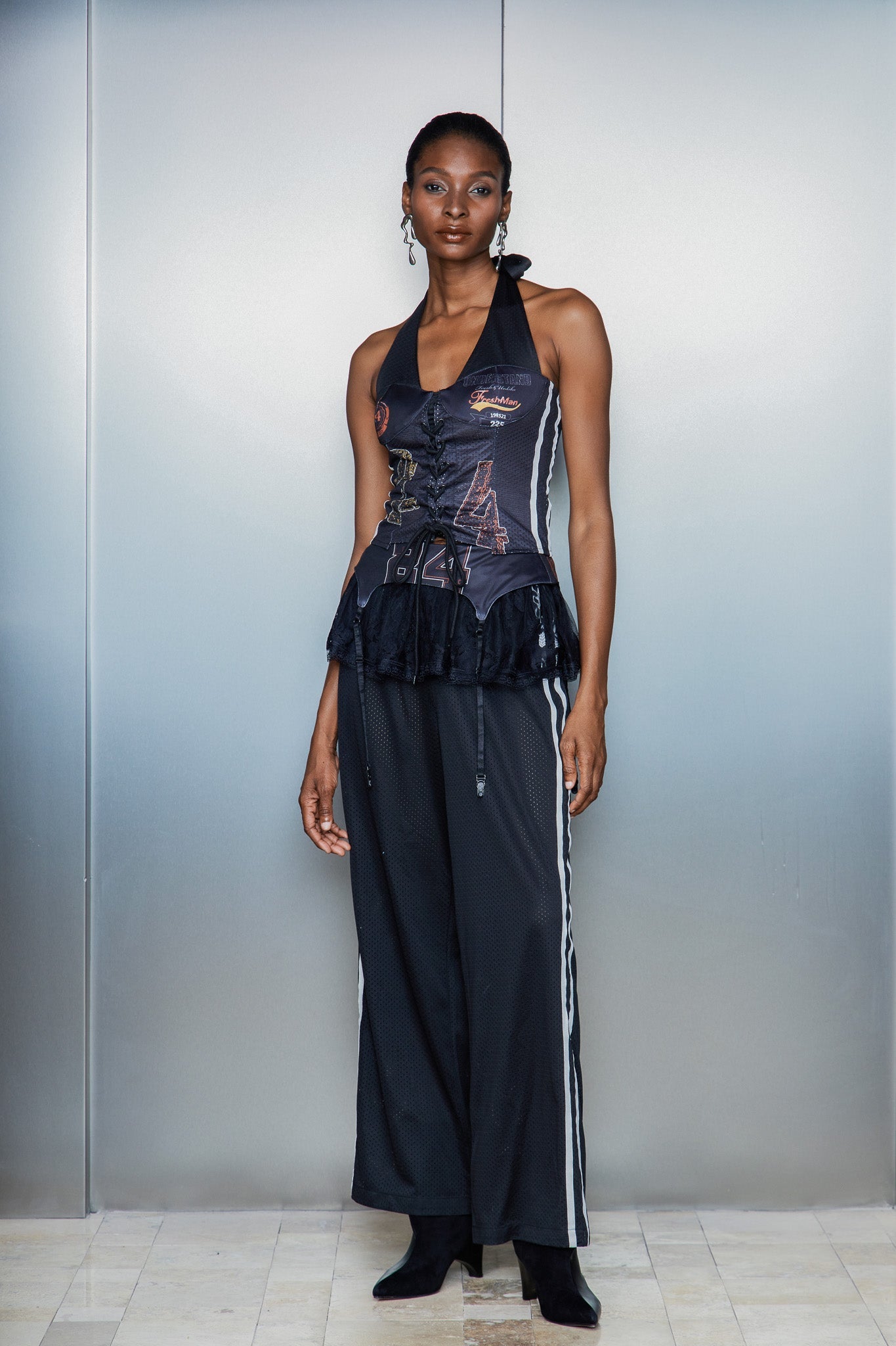 Cassian Lace Halter Neck Lace Up Pants Set
