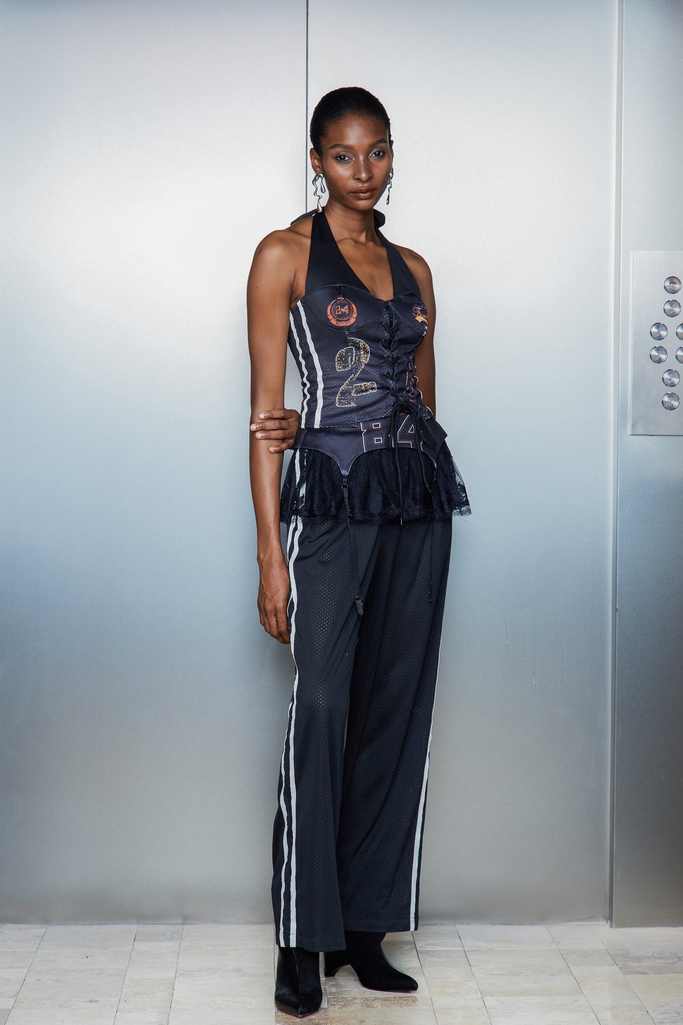 Cassian Lace Halter Neck Lace Up Pants Set