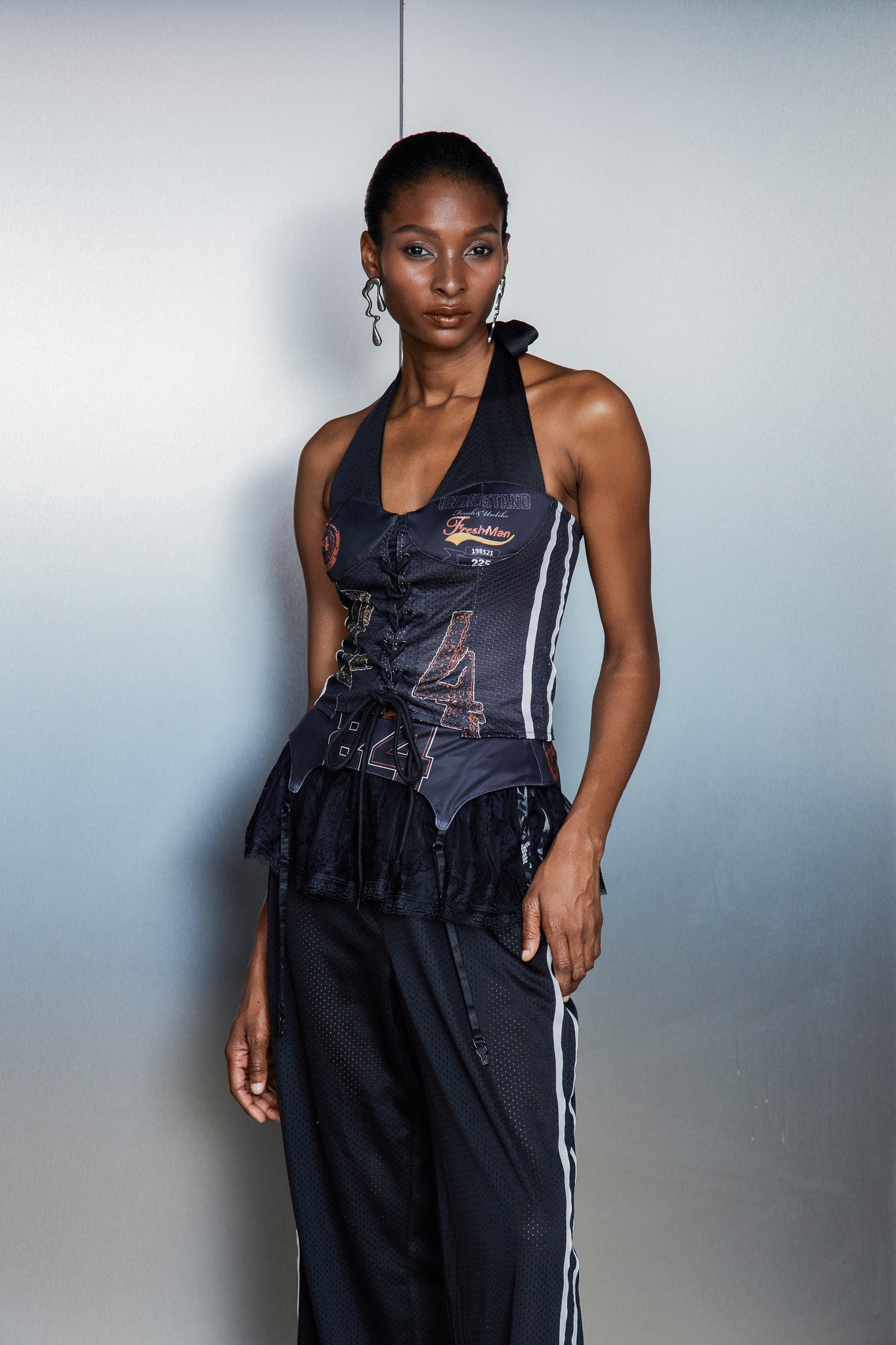 Cassian Lace Halter Neck Lace Up Pants Set