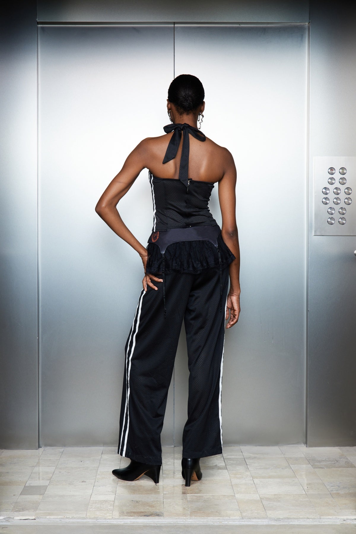 Cassian Lace Halter Neck Lace Up Pants Set