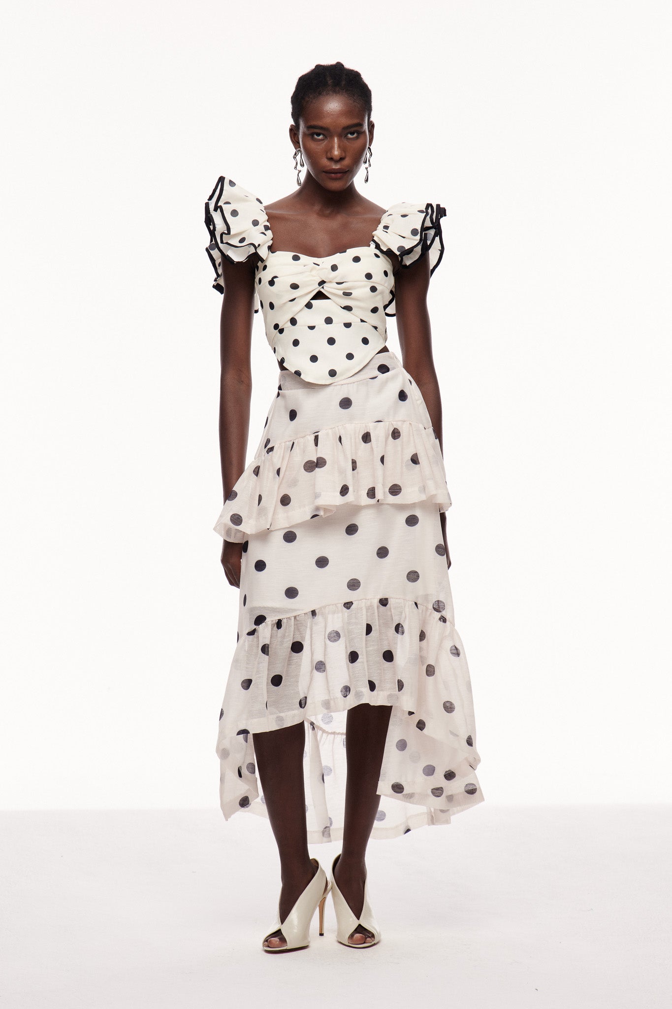 Celandine Dot Ruffle Maxi Skirt
