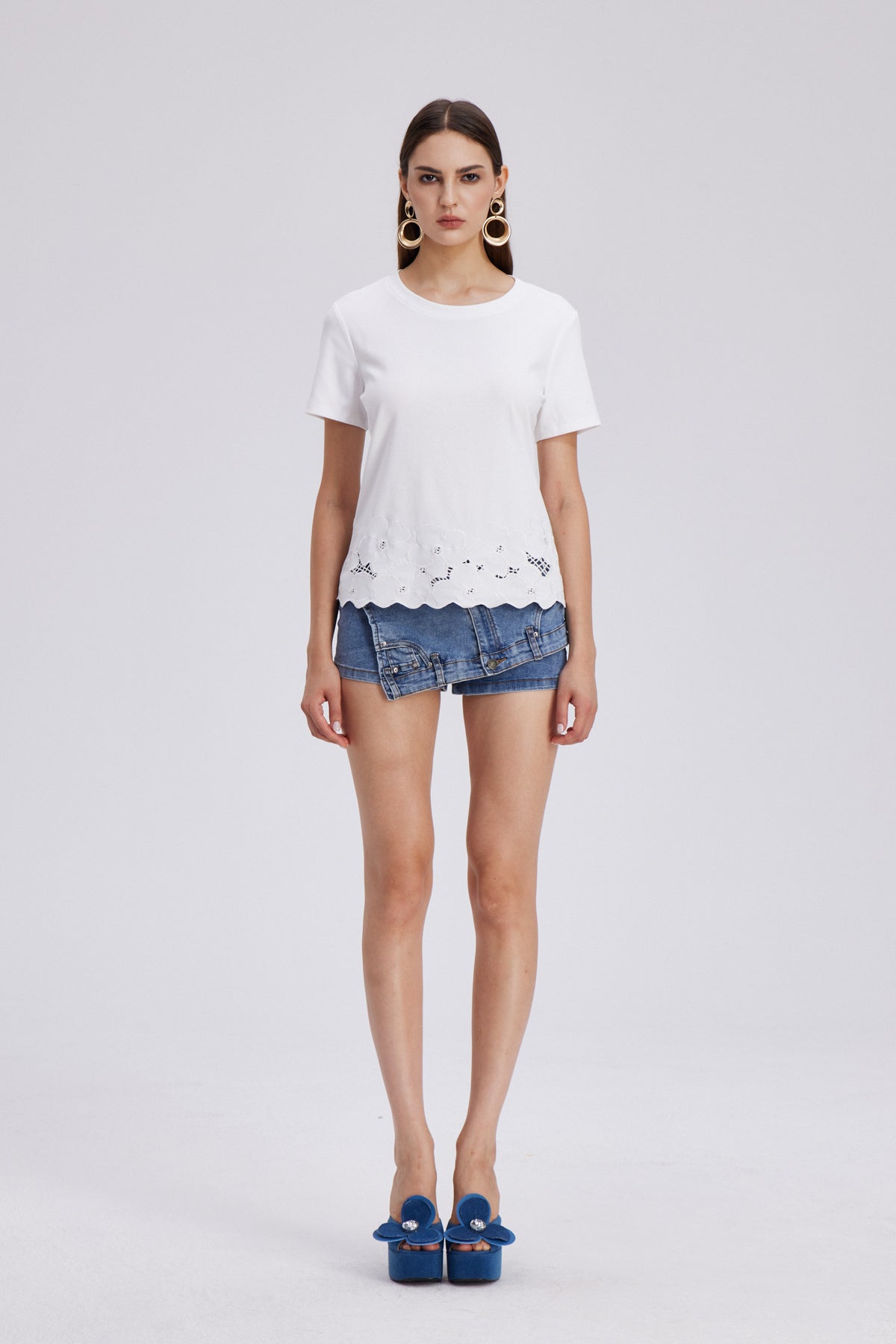 Charley Deconstruct Asymmetric Denim Skirt