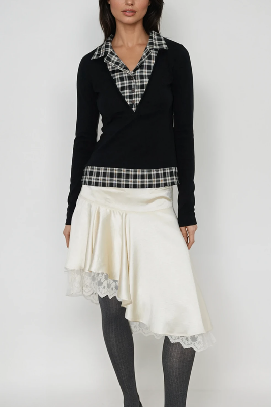 Chiamaka Asymmetric Lace Midi Skirt