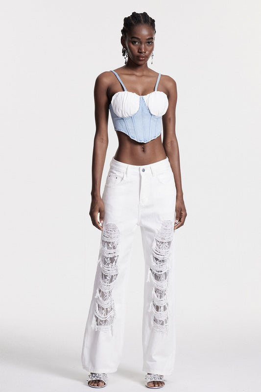 Chiyo Lace Ripped Jeans