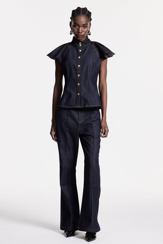 Chrestos Ruffle Denim Pants Set