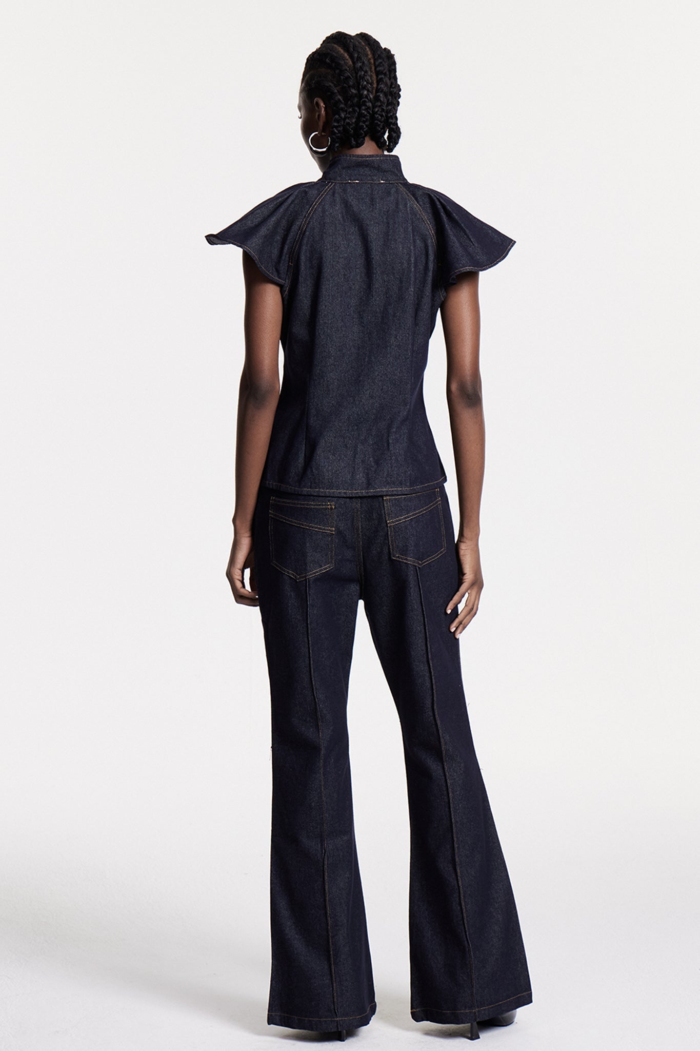 Chrestos Ruffle Denim Pants Set