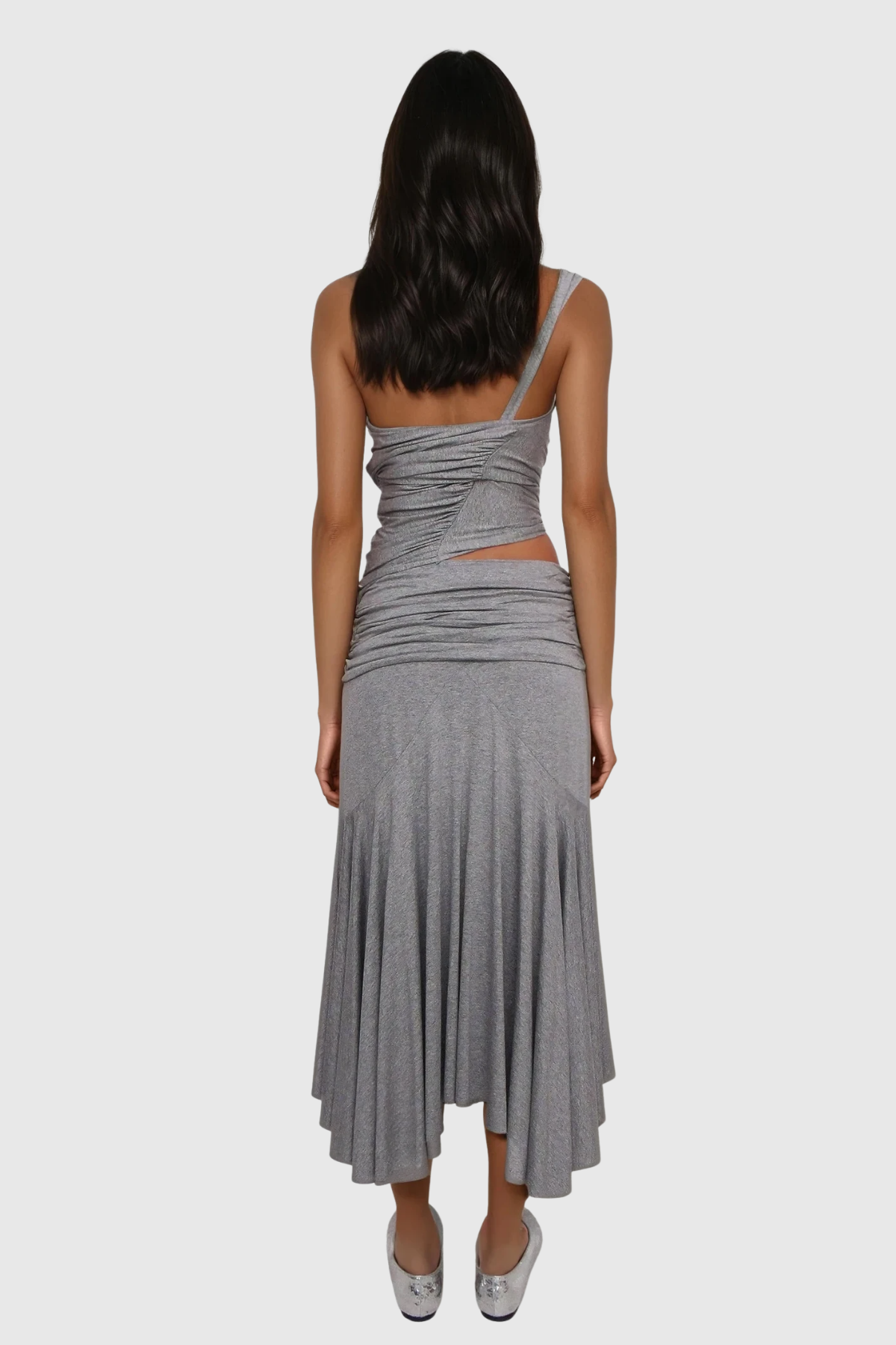 Cicero One Shoulder Ruch Asymmetric Skirt Set