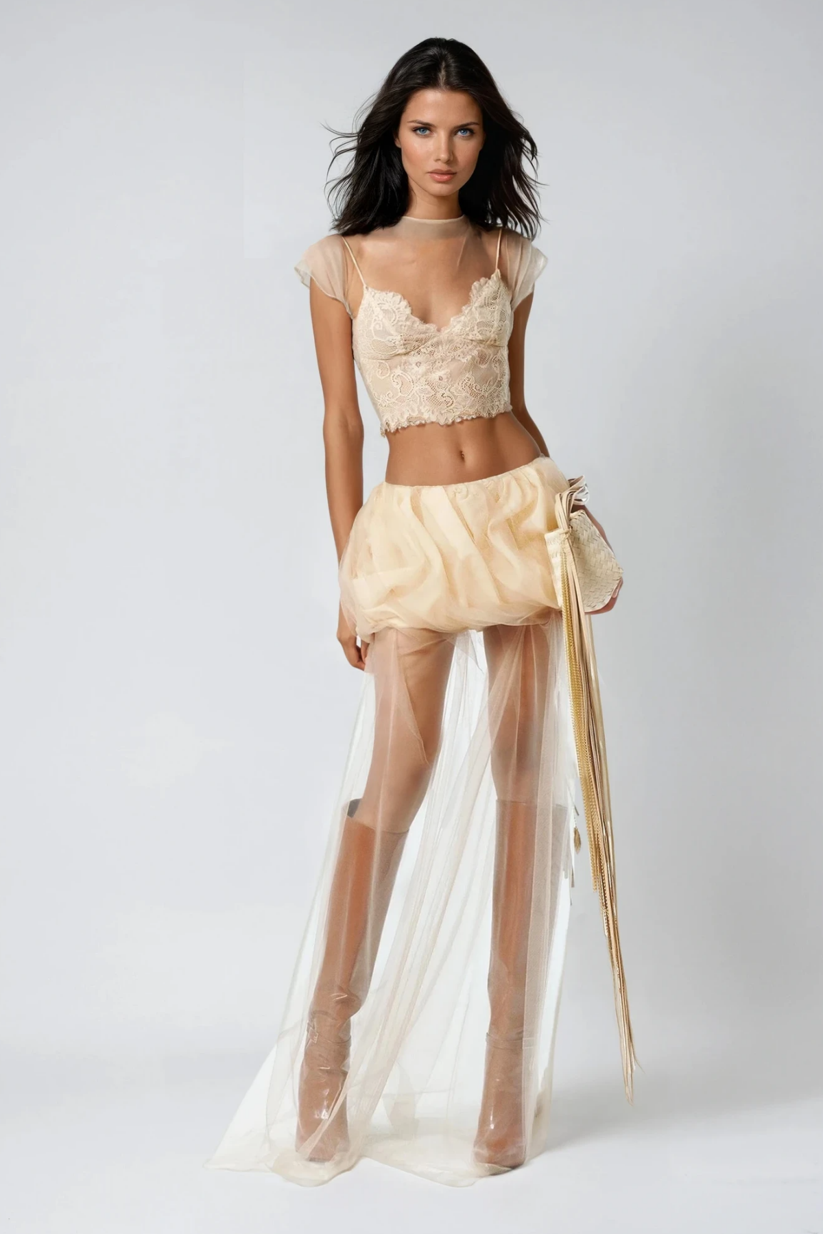 Ciro Lace Mesh Skirt Set