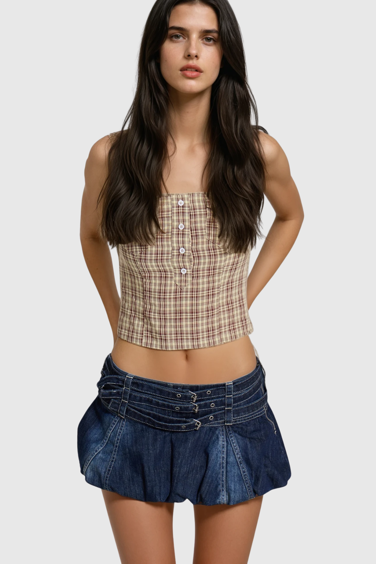 Dagfinnr Buckle Denim Mini Skirt