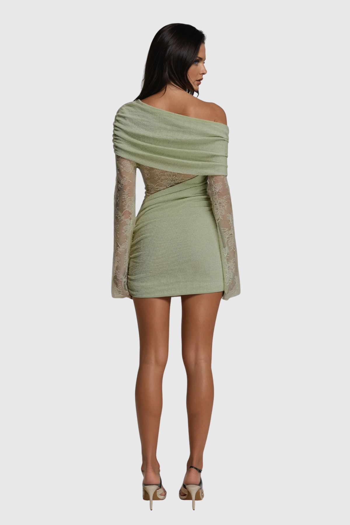 Dagrun Knit Ruch Lace Mini Dress