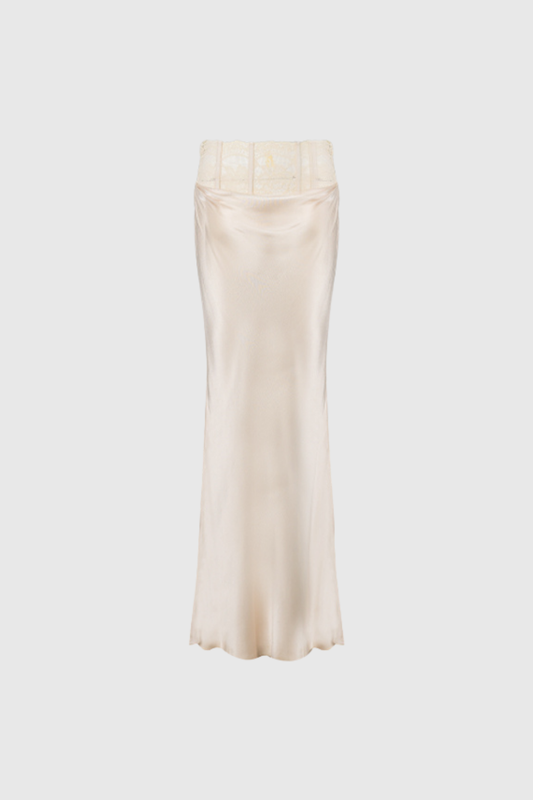 Dariel Lace Corset Satin Maxi Skirt