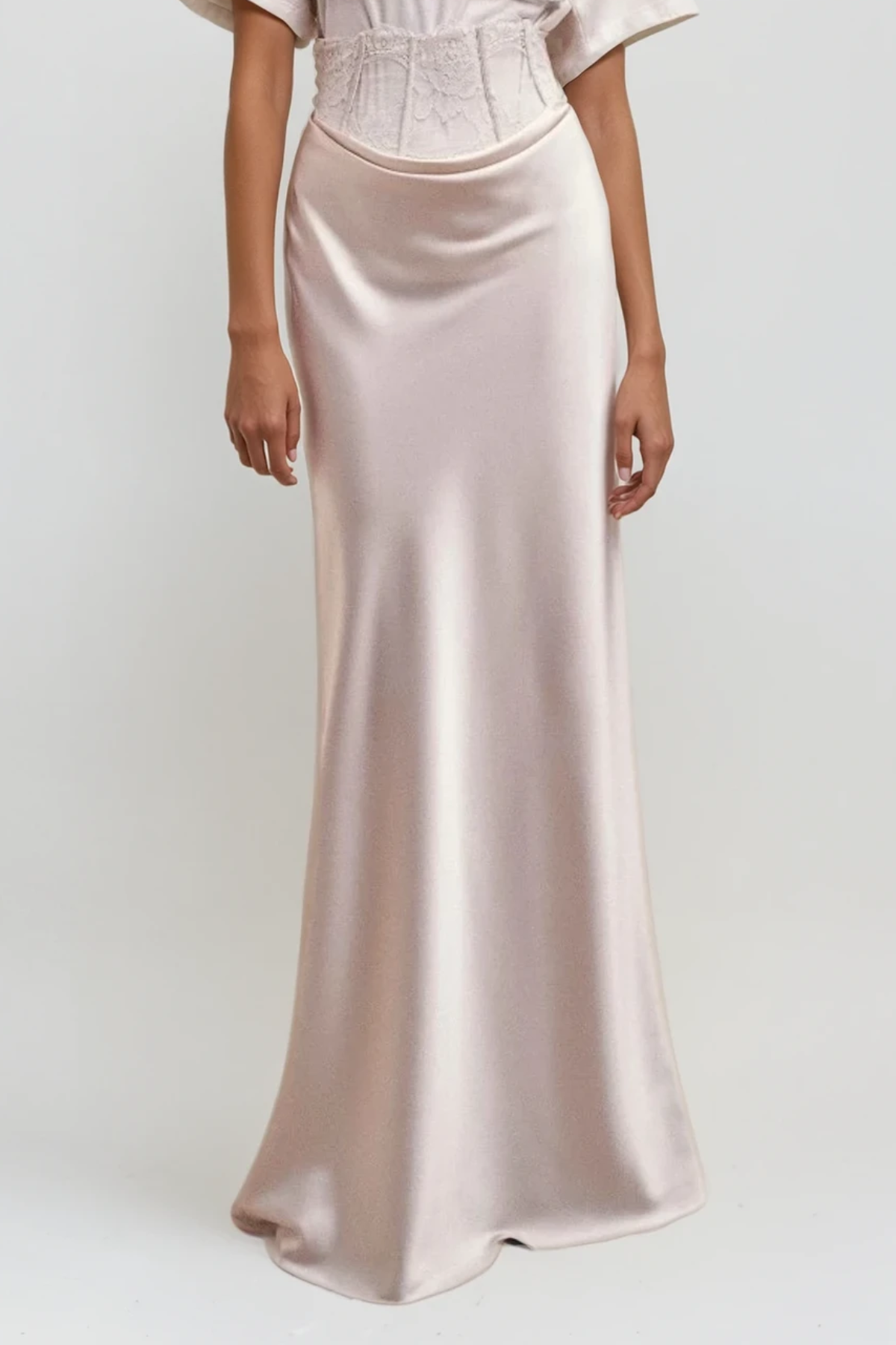 Dariel Lace Corset Satin Maxi Skirt