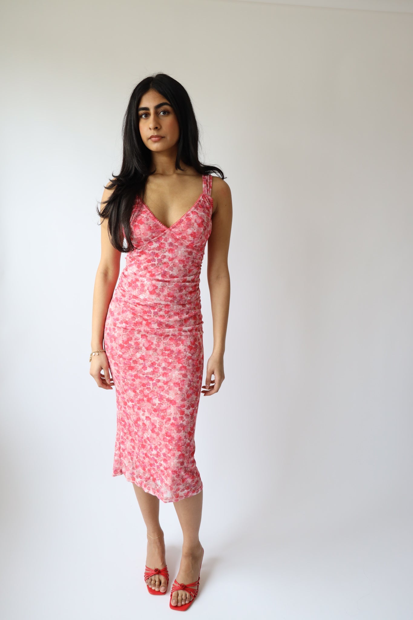 Rosé Hour Mesh Midi Dress