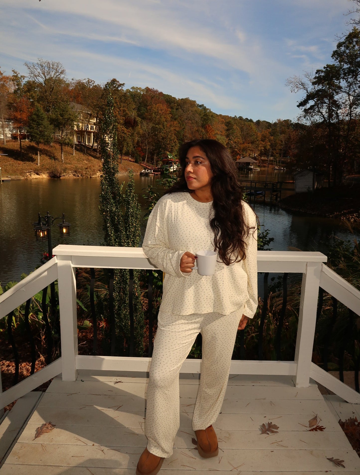 Sunkissed Coconut Butter Yellow Floral Long Sleeve Pajama Top
