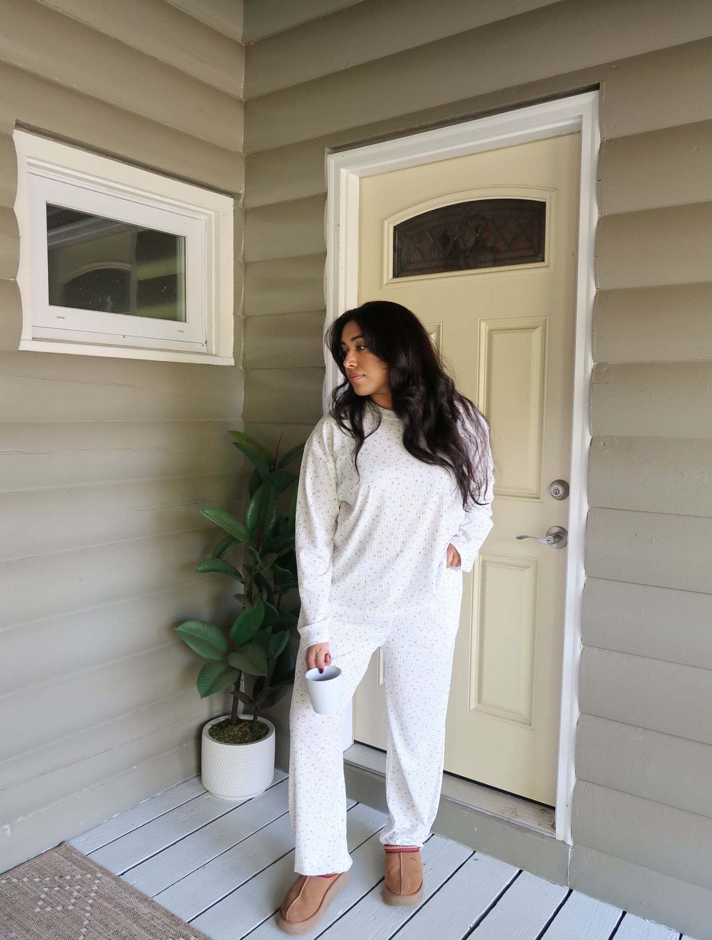 Sunkissed Coconut White Floral Pajama Pants