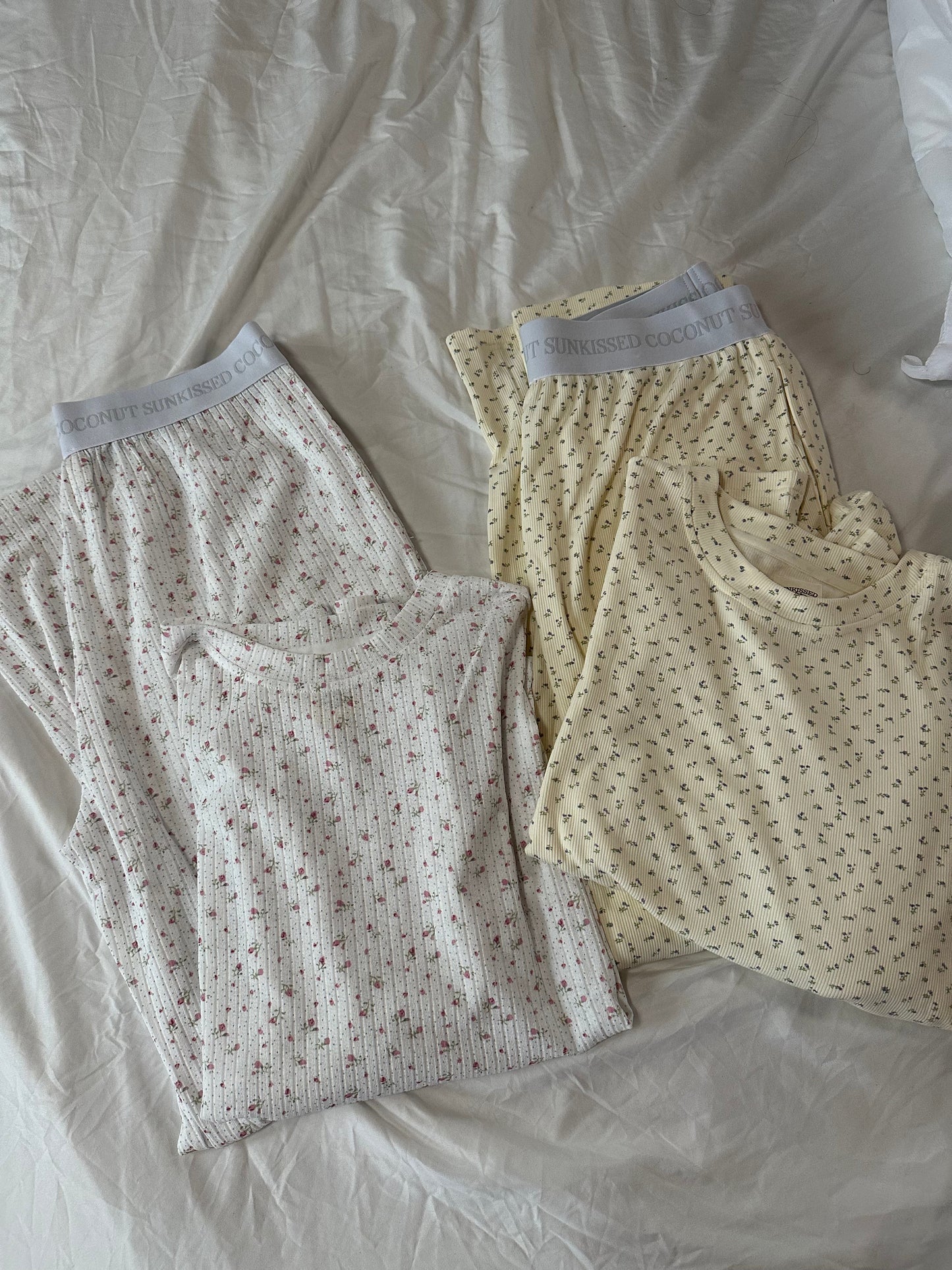 Sunkissed Coconut White Floral Pajama Pants