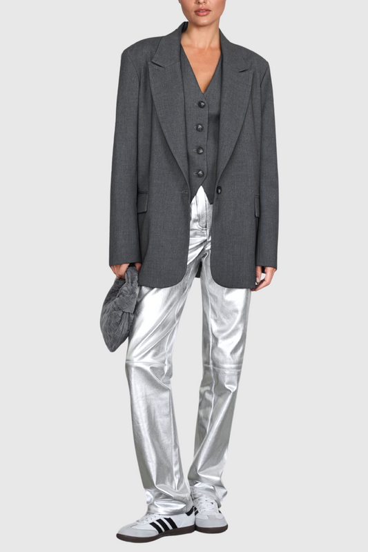 Kshiti Metallic Pants In Silver