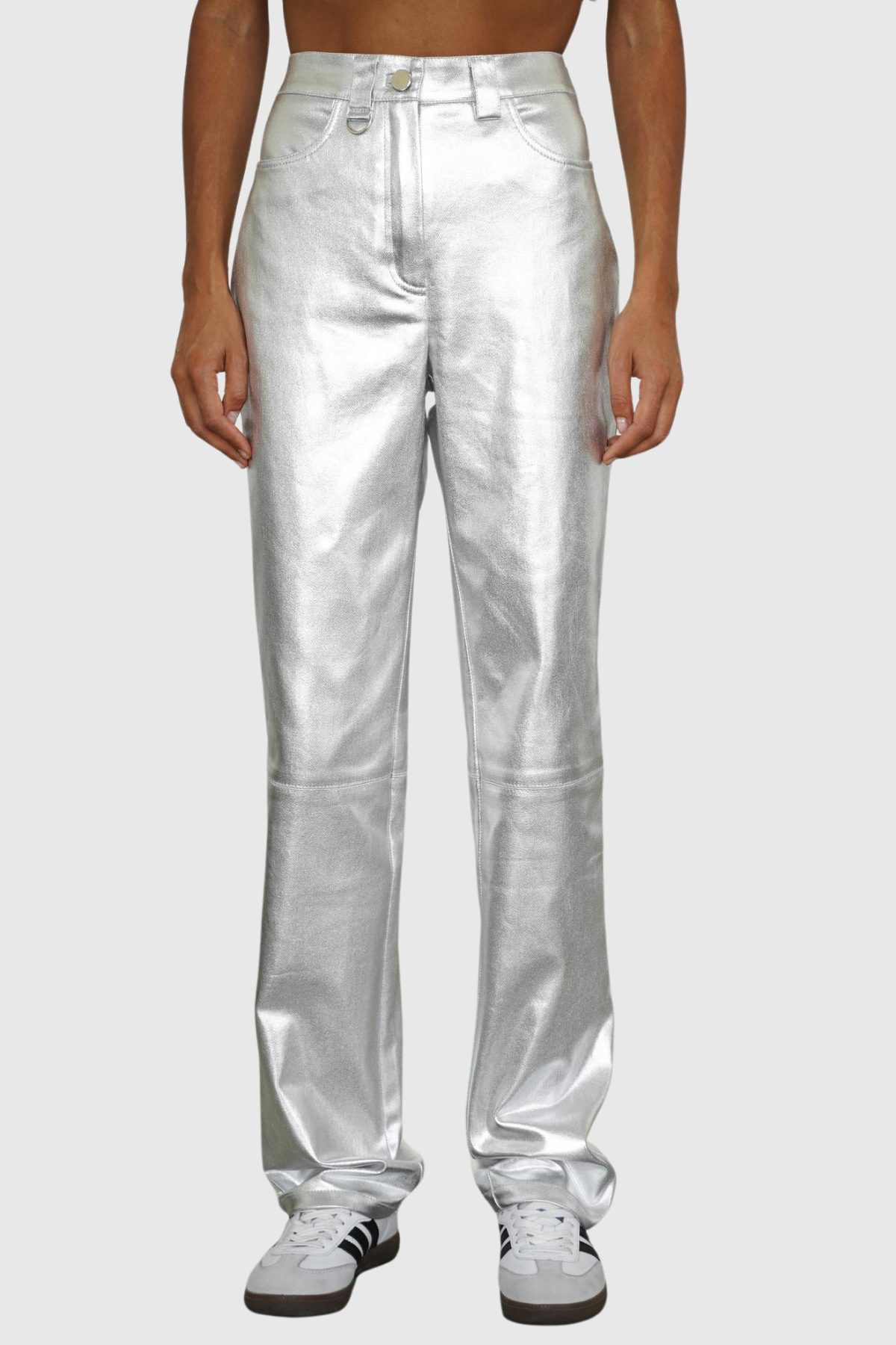 Kshiti Metallic Pants In Silver