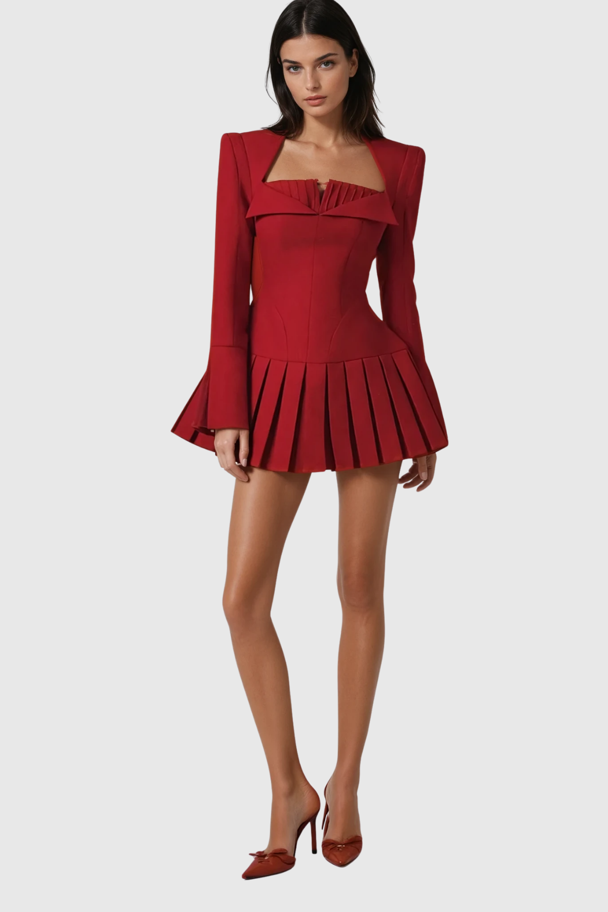 Yaa Long Sleeve Ruch Mini Dress