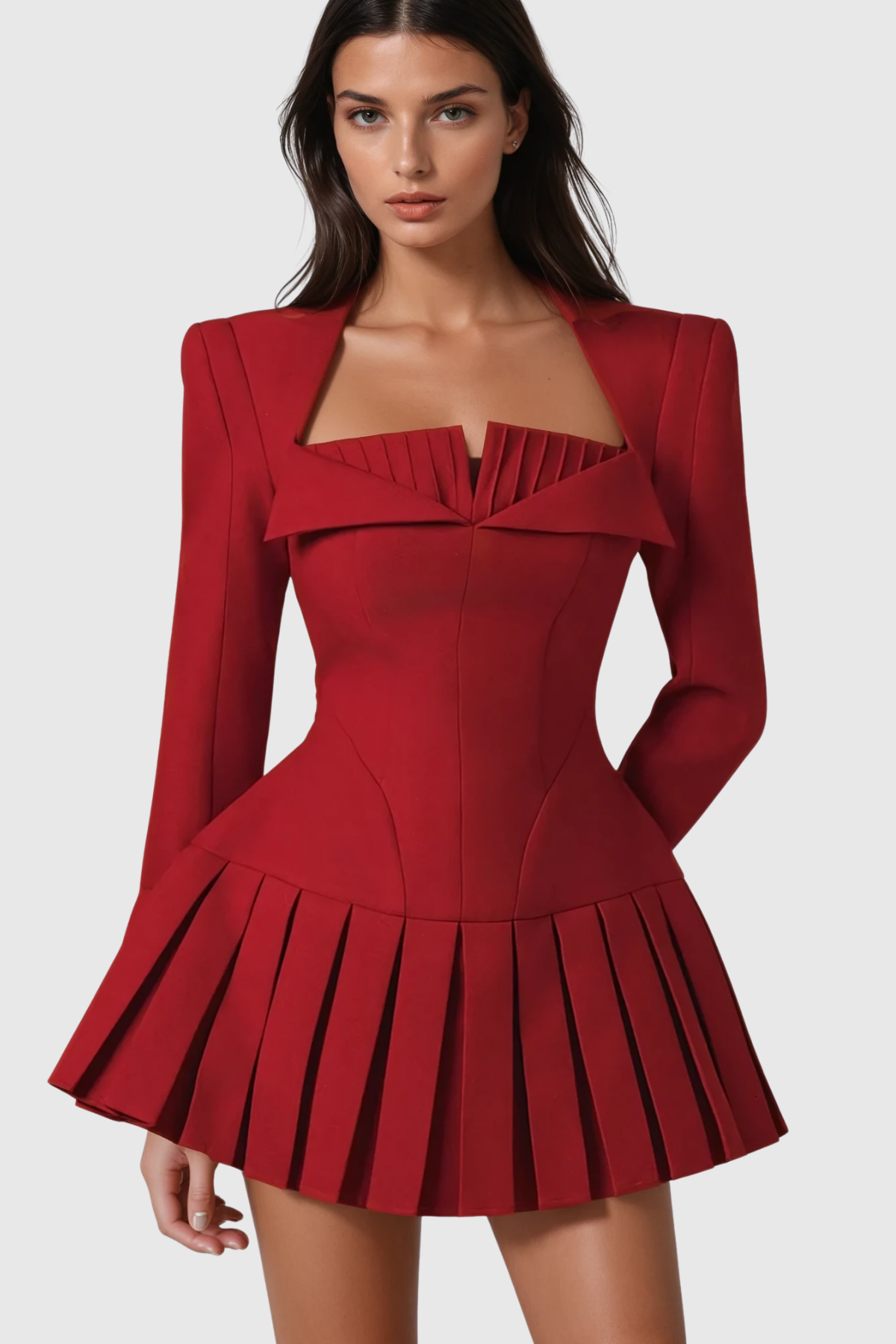 Yaa Long Sleeve Ruch Mini Dress