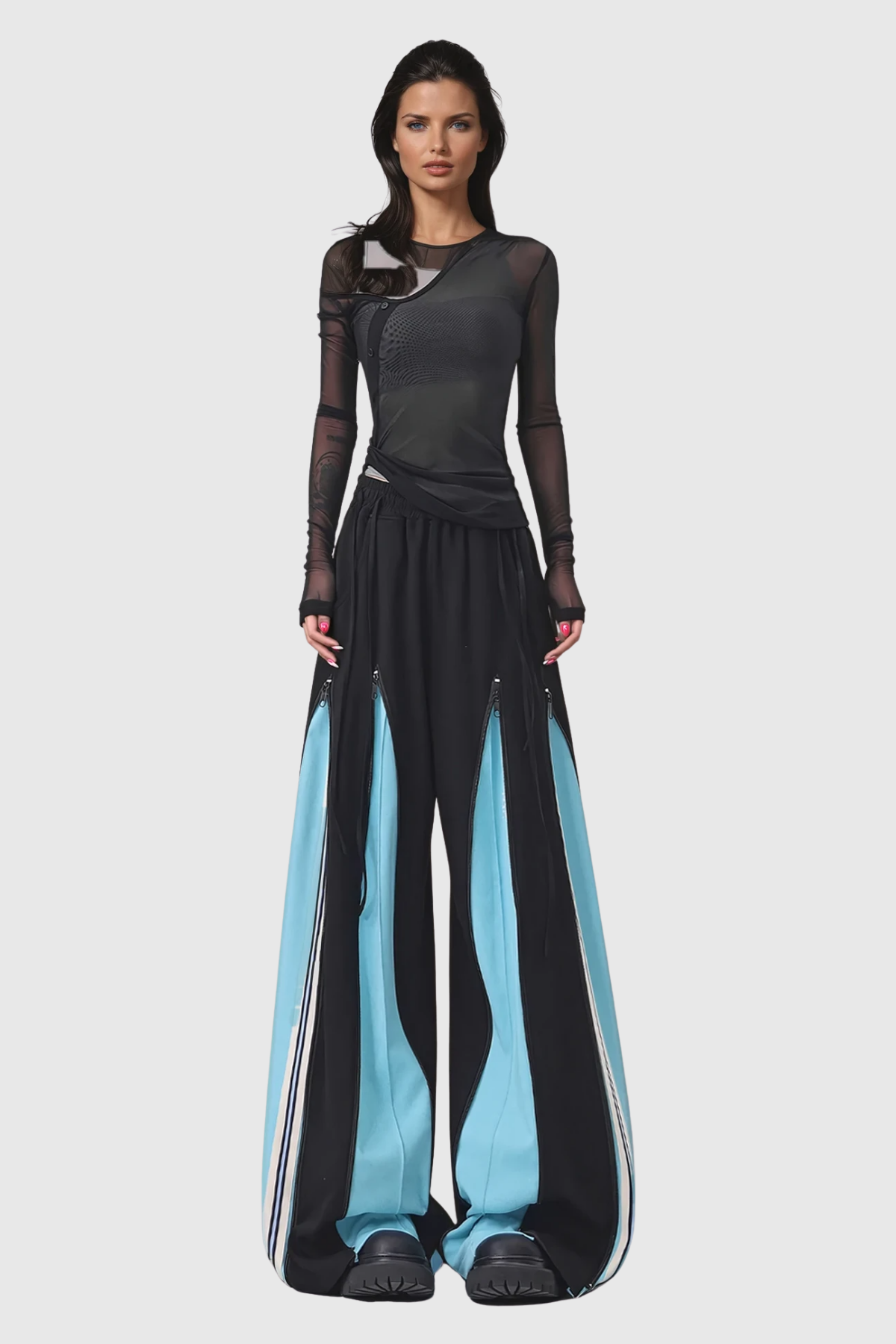 Yoel Deconstruct Stripe Wide Leg Pants