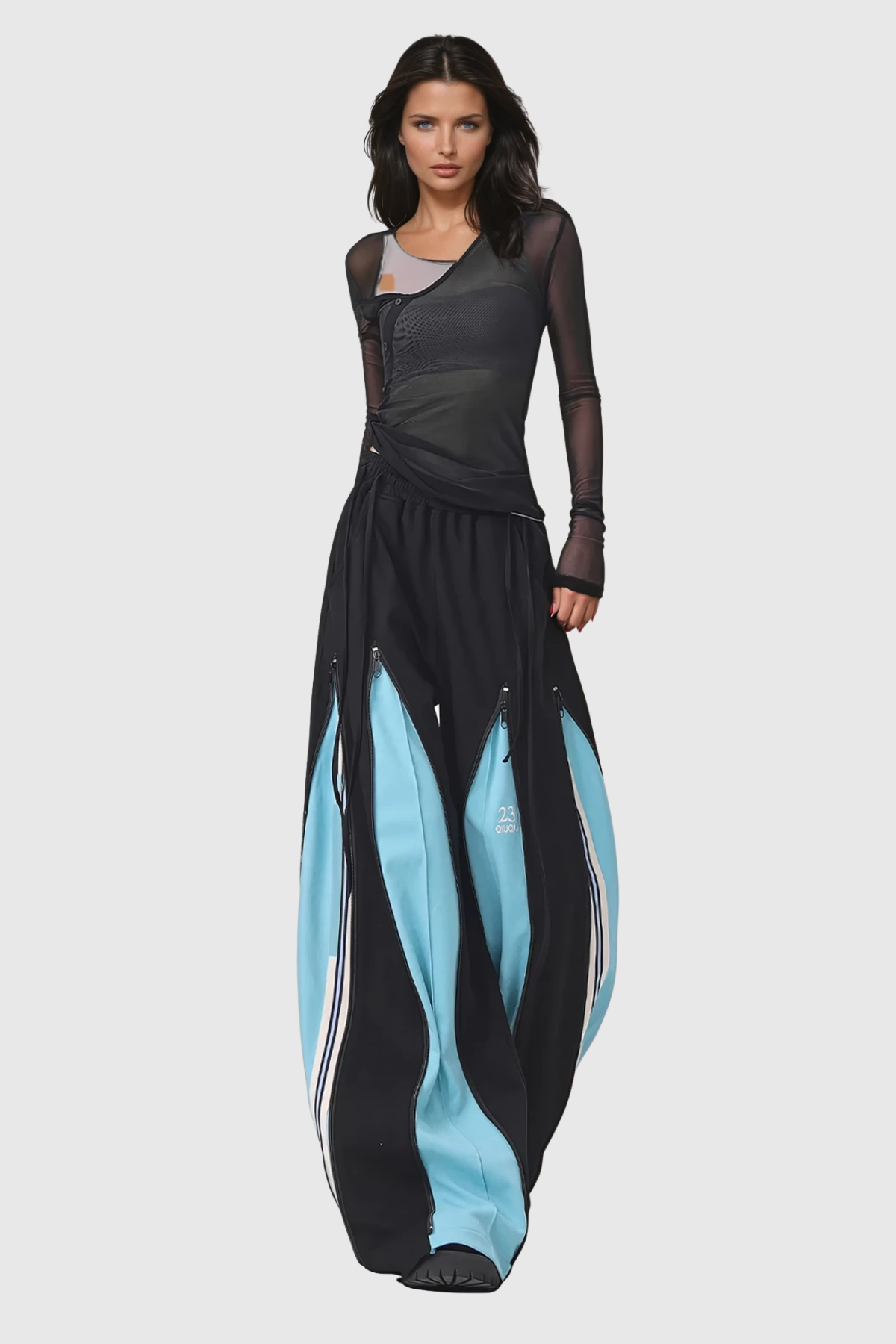 Yoel Deconstruct Stripe Wide Leg Pants