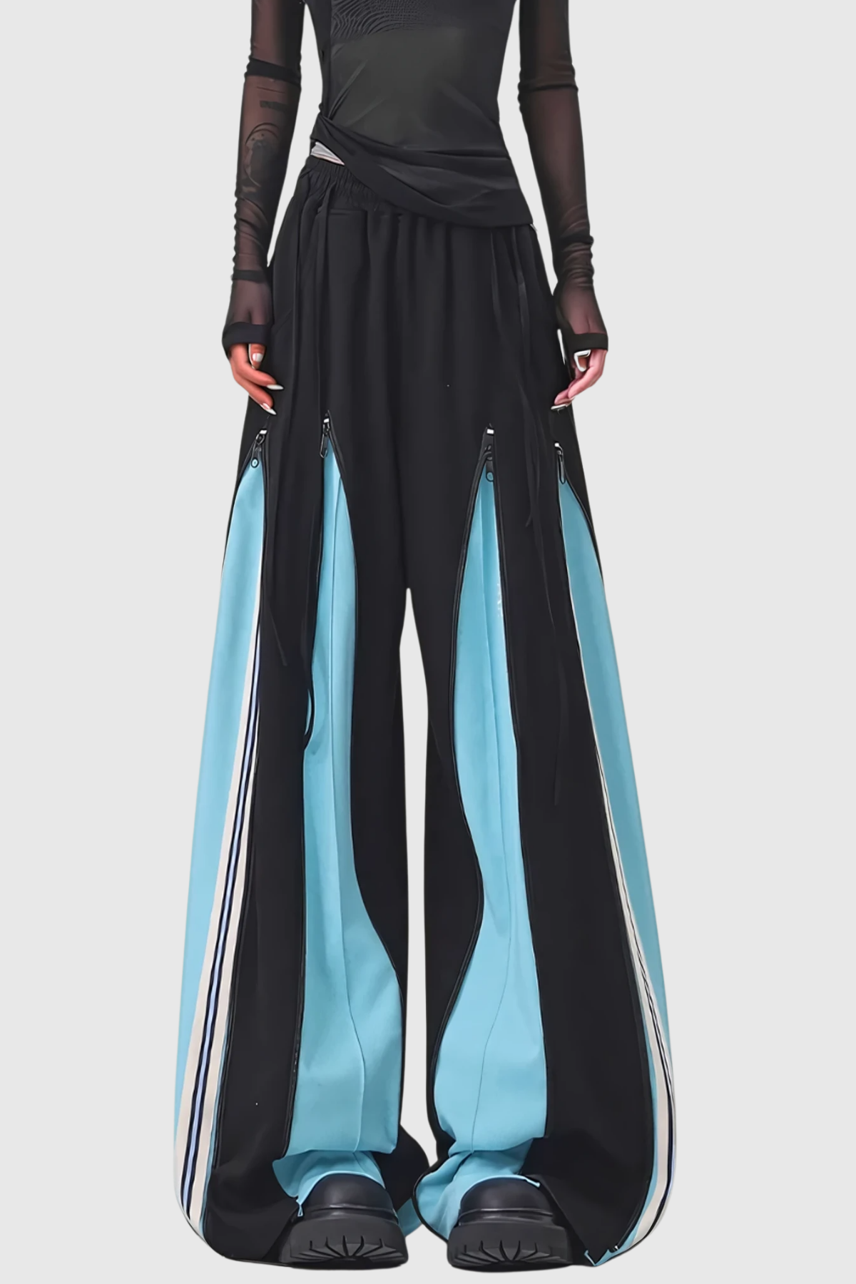 Yoel Deconstruct Stripe Wide Leg Pants
