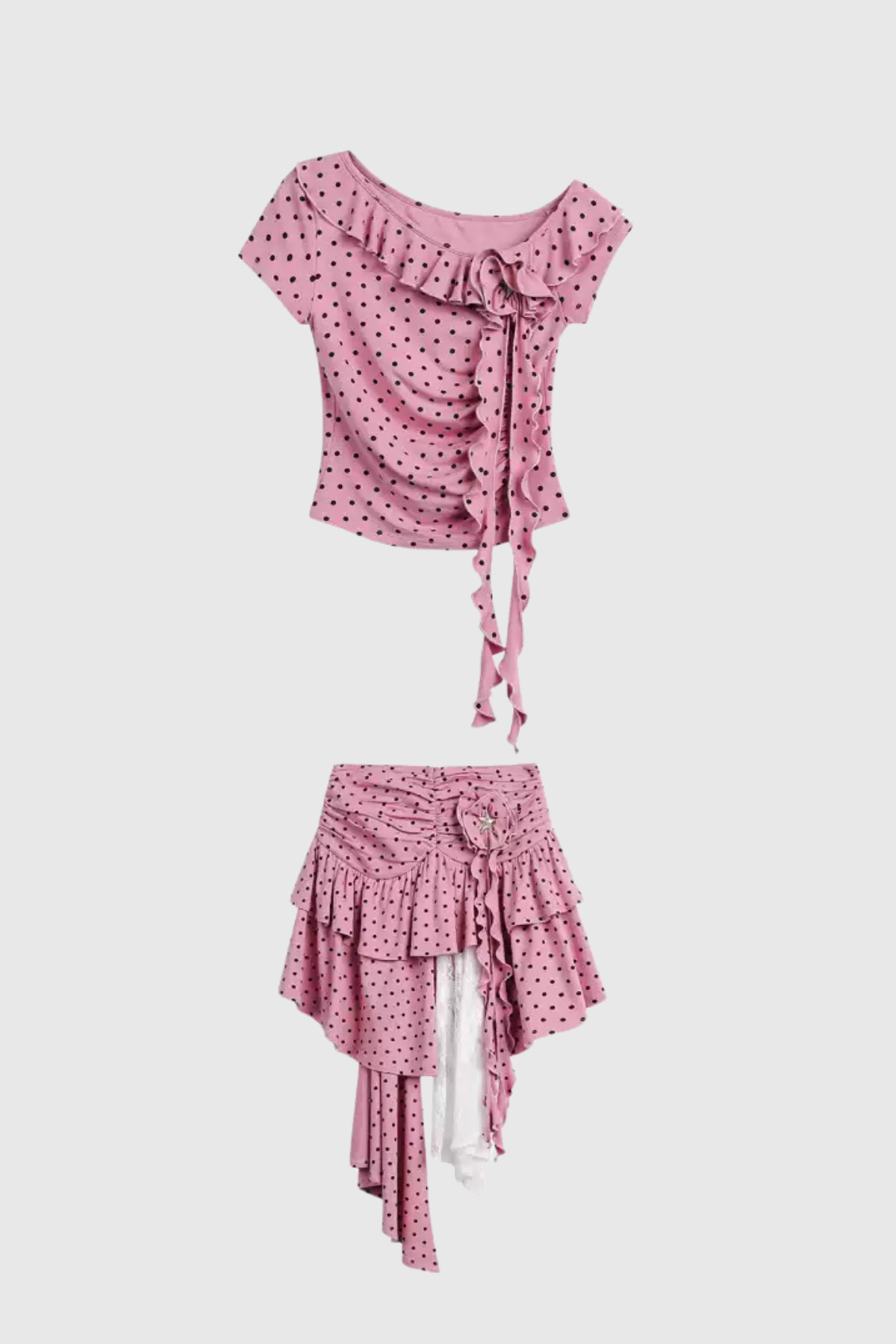 Zaccai Dot Ruffle Skirt Set