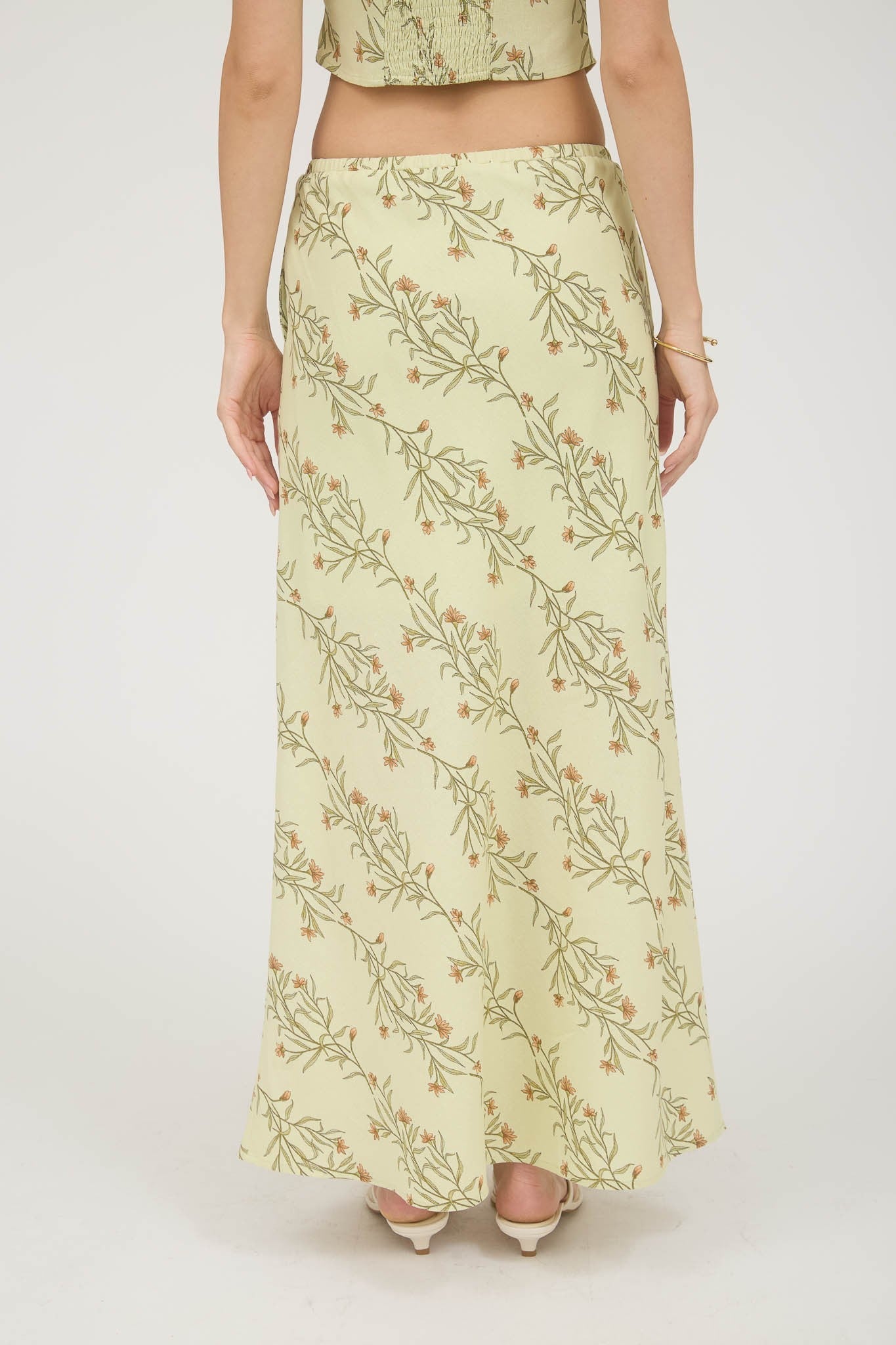Botanical Drawstring Midi Skirt ( part of a set )